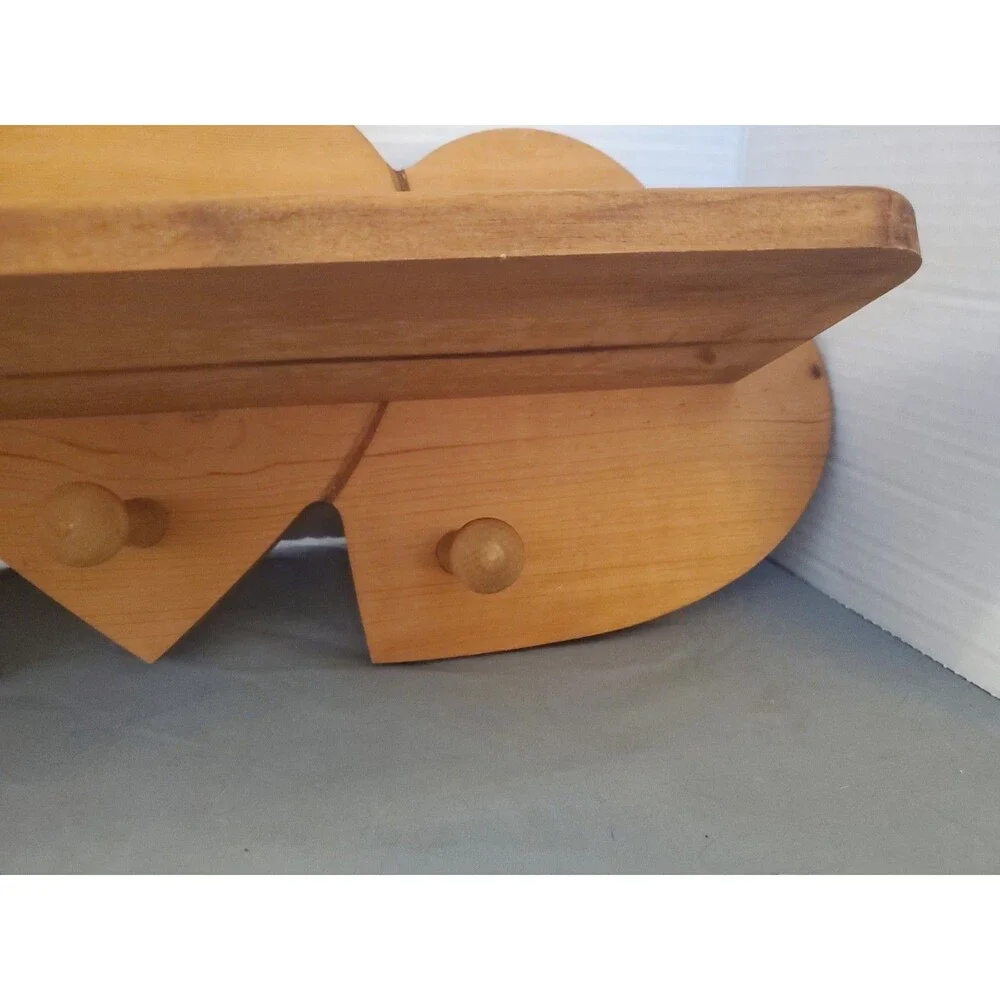 Vtg Hand Crafted Oak Wood Heart Shelf 3
